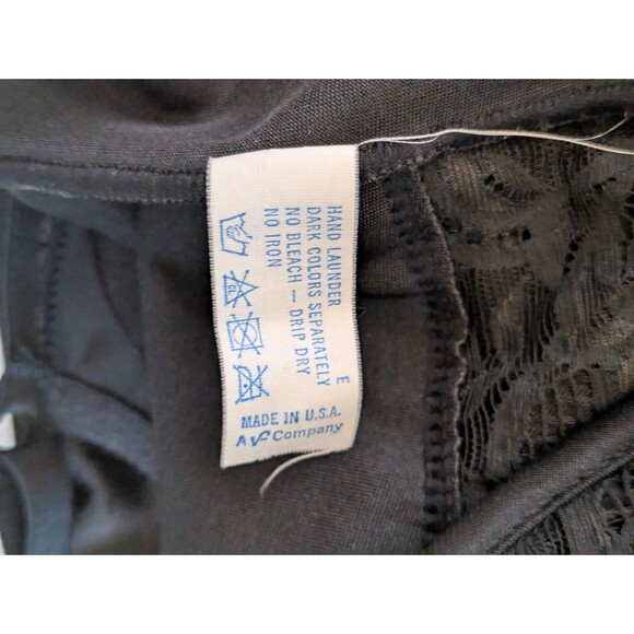 Vintage Vanity Fair Black Nylon Lace Slip Dress Size 38 Coquette Witchy Grunge - Picture 5 of 7